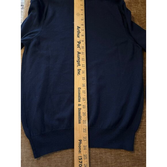 Tahari Mens Italian Merino Wool Blend V-Neck Sweater Navy Blue Medium - Picture 4 of 6